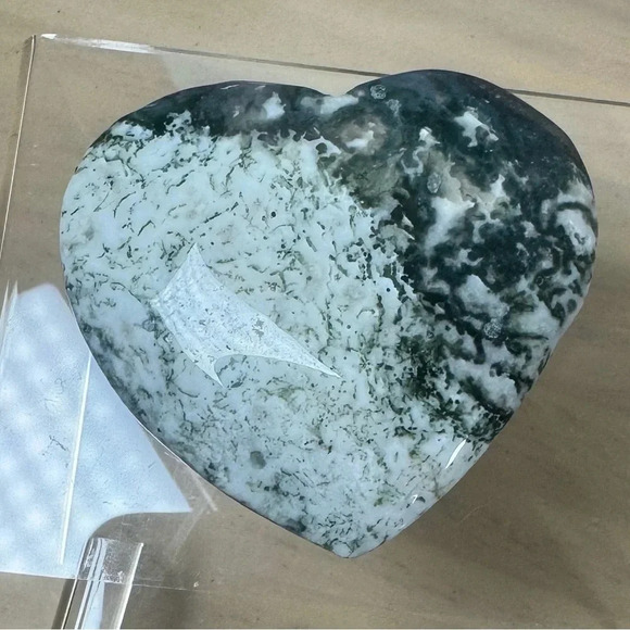 Moss Agate Heart - Picture 2 of 4